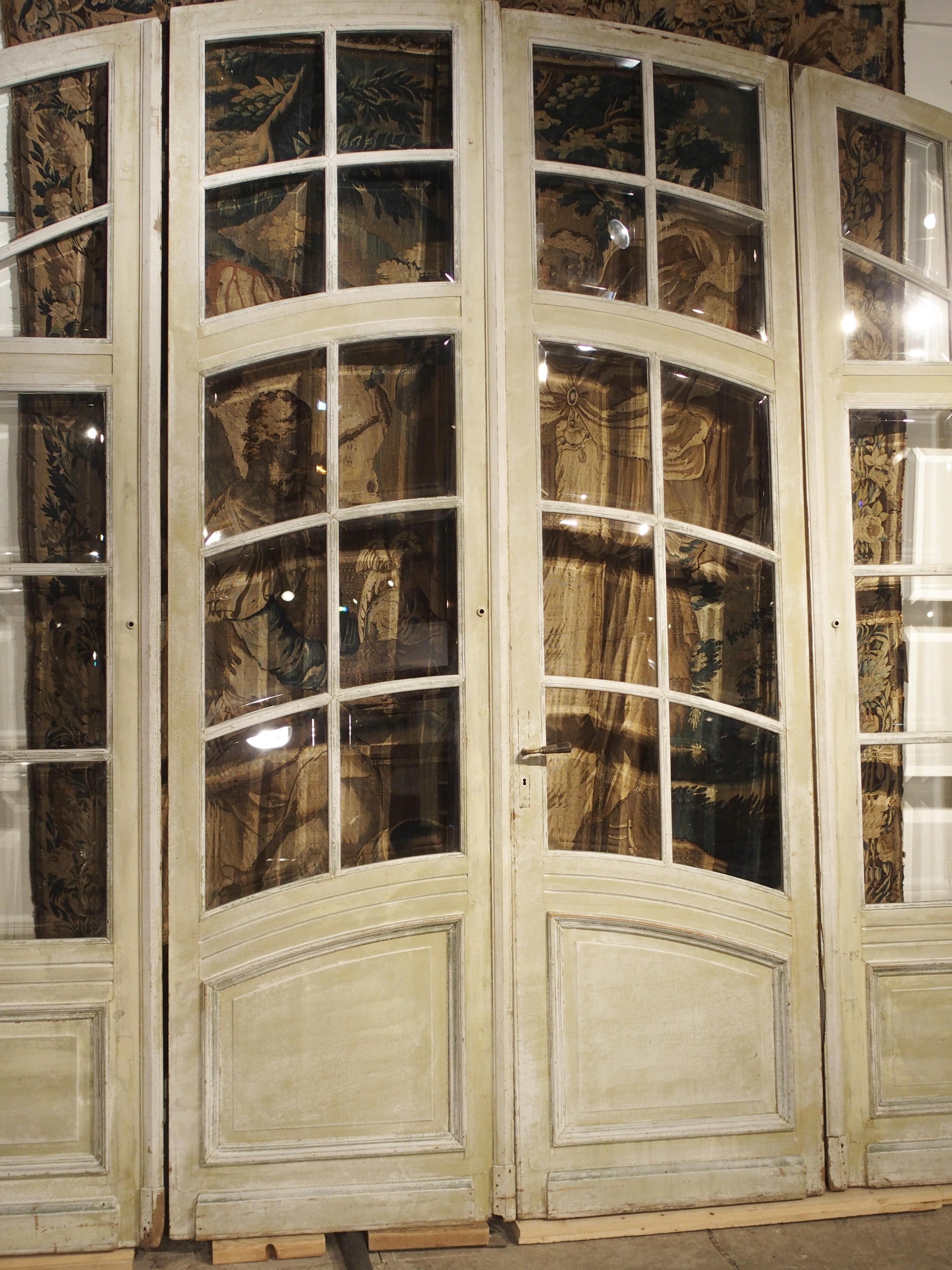 Set of circa 1900 Art Nouveau French Oak and Beveled Glass Doors 10
