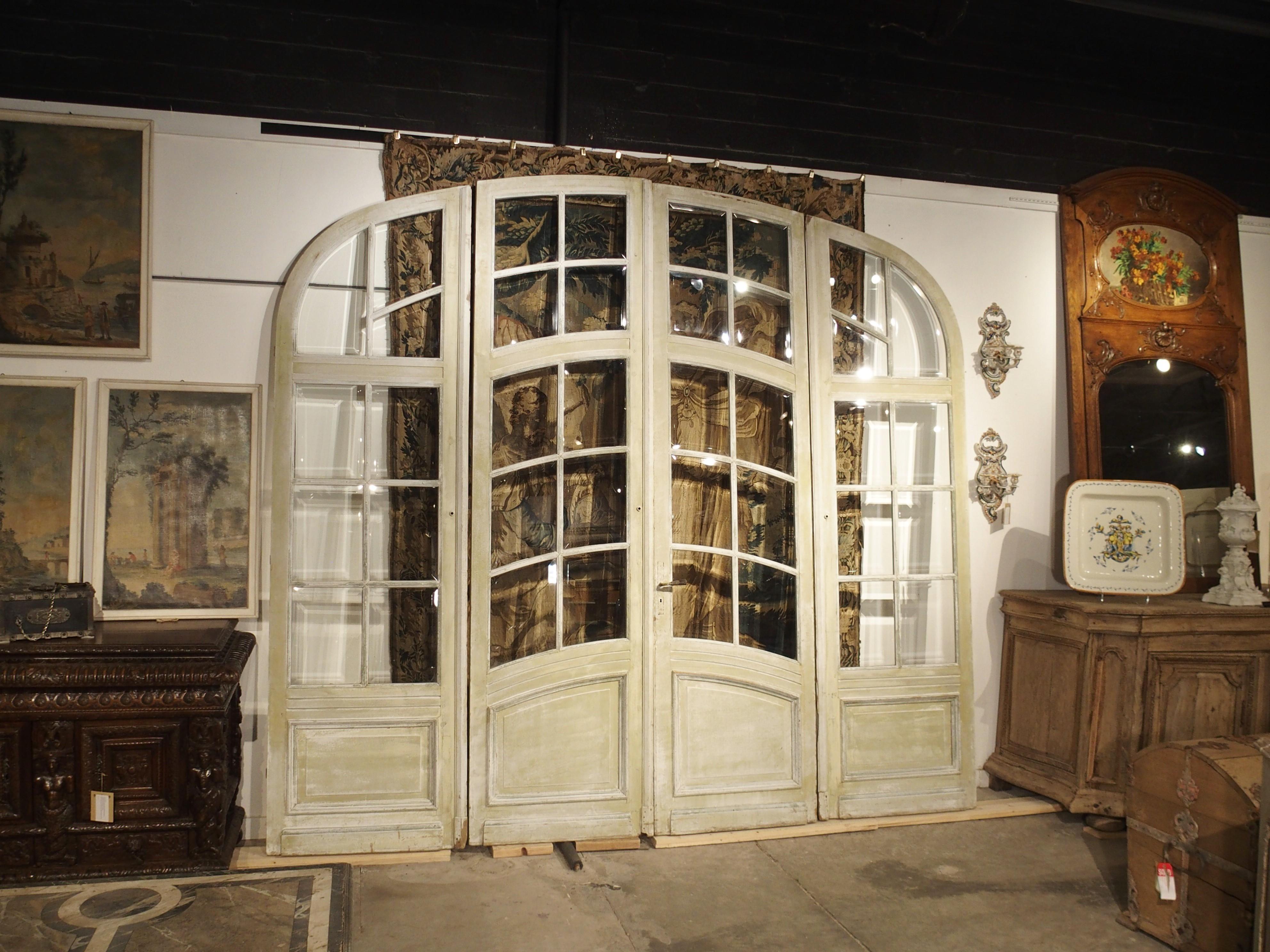 Set of circa 1900 Art Nouveau French Oak and Beveled Glass Doors 12