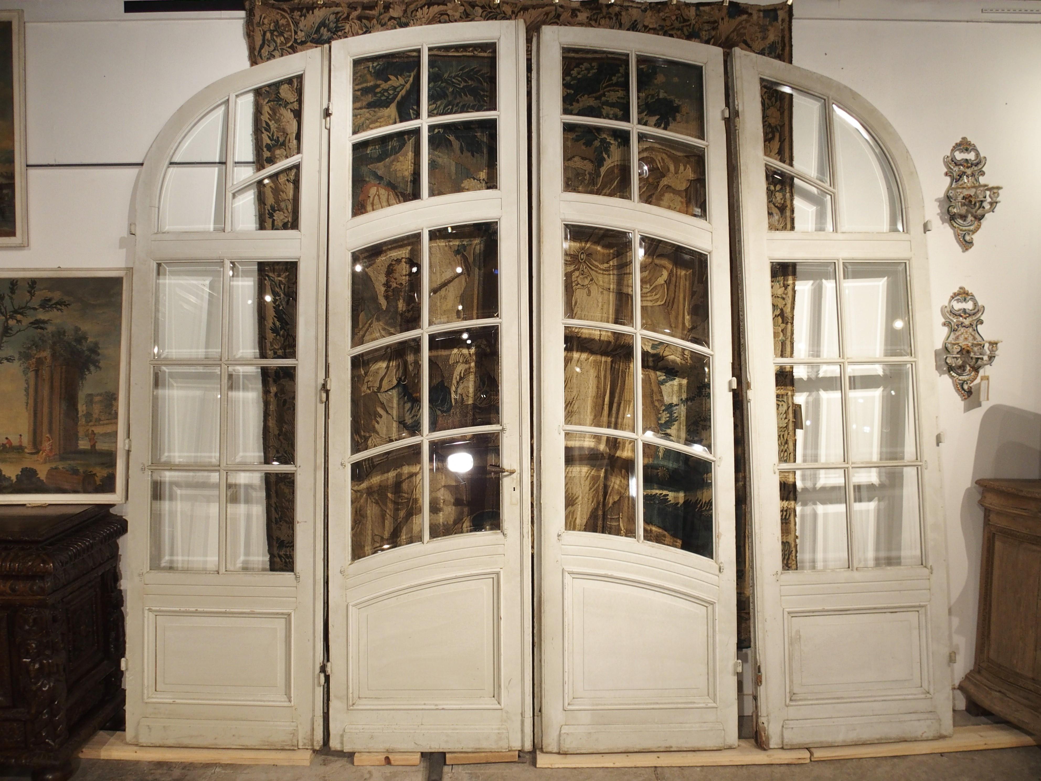 Set of circa 1900 Art Nouveau French Oak and Beveled Glass Doors 13