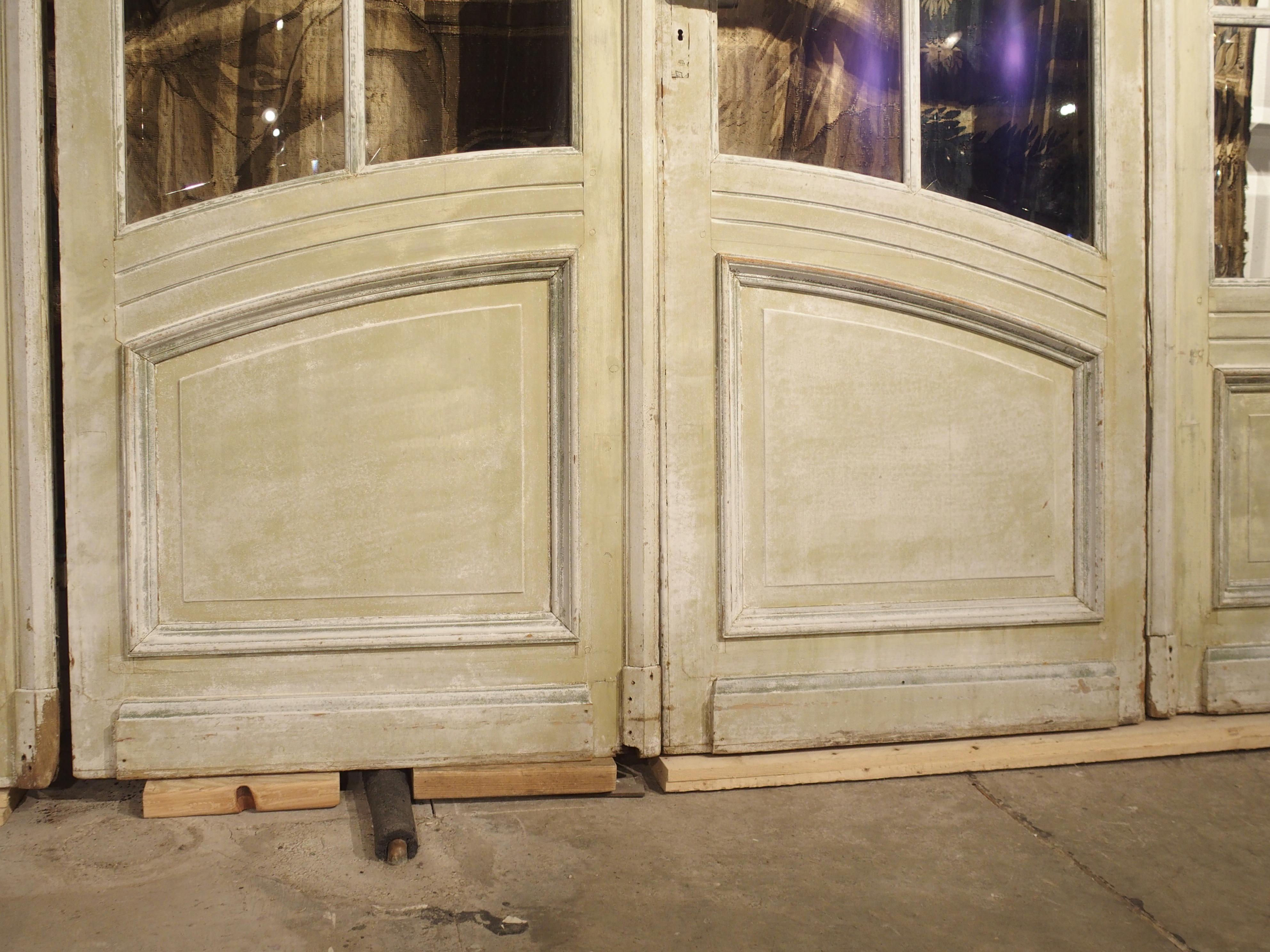 Set of circa 1900 Art Nouveau French Oak and Beveled Glass Doors 1