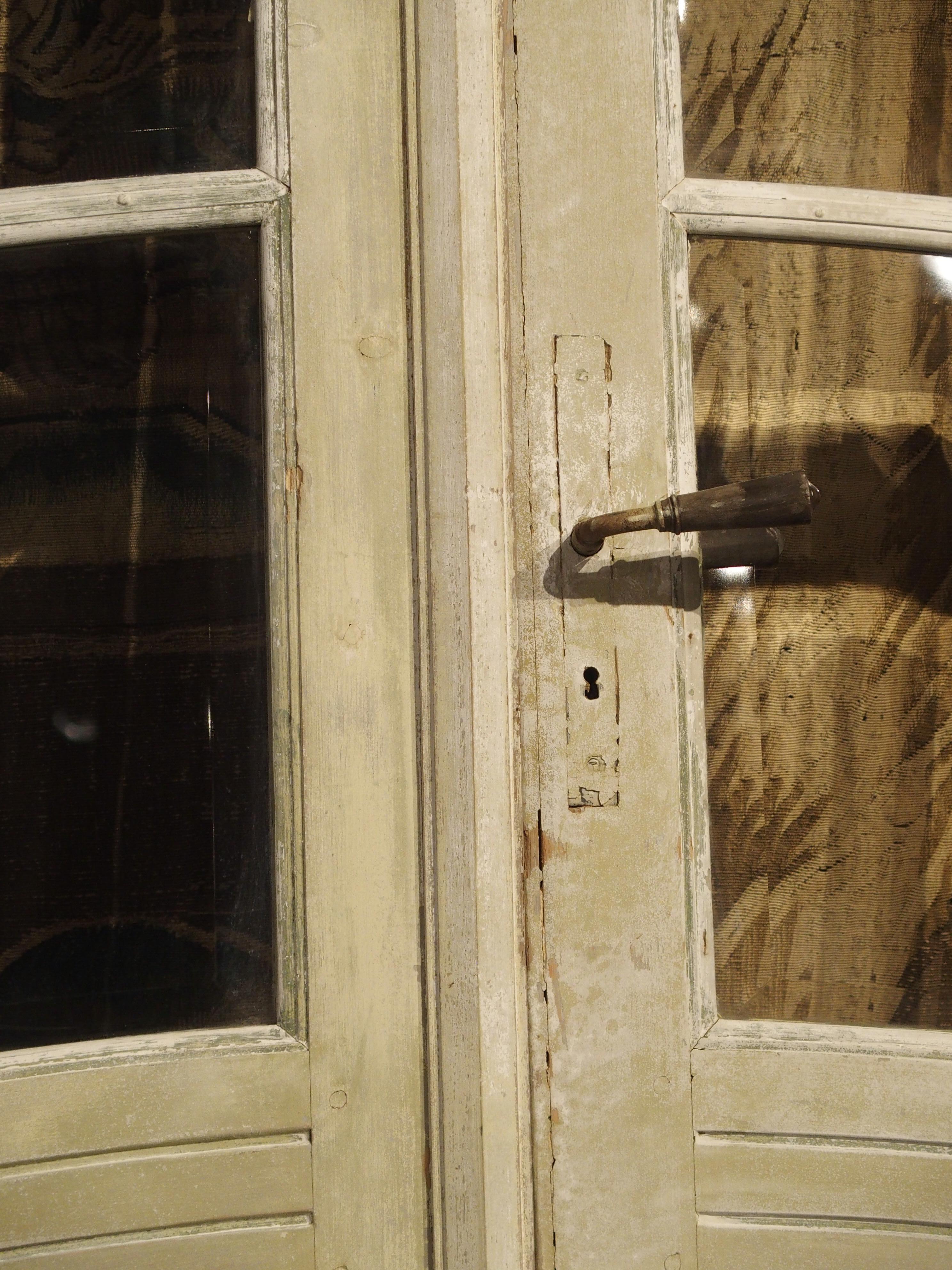 Set of circa 1900 Art Nouveau French Oak and Beveled Glass Doors 3