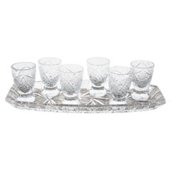 Set of Crystal Glasses with a Tray, Poland, 1970s