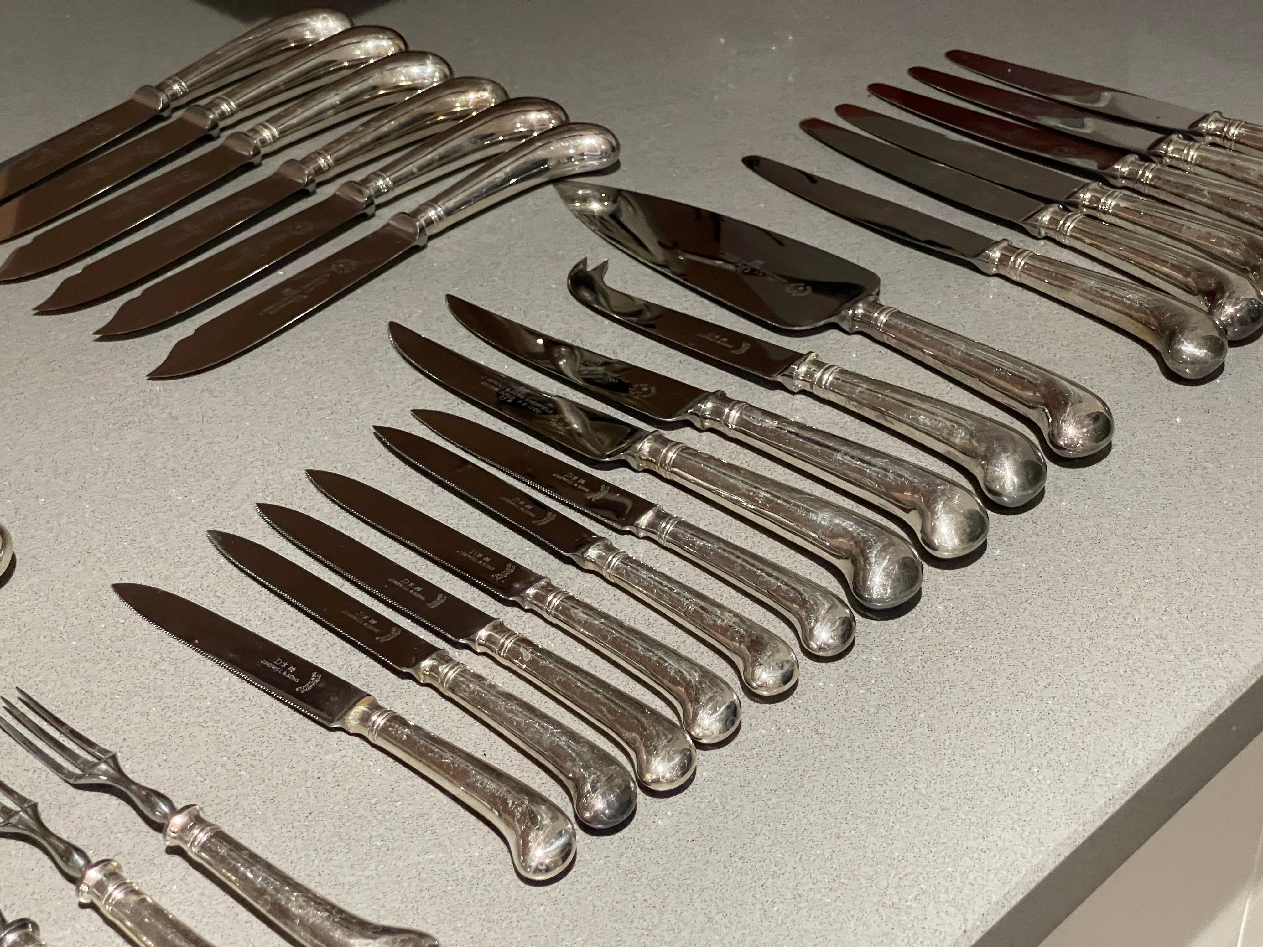Stainless Steel A set of Cutlery 37 Table Knife Fork Stainless Sheffield England 1930s Art Deco For Sale