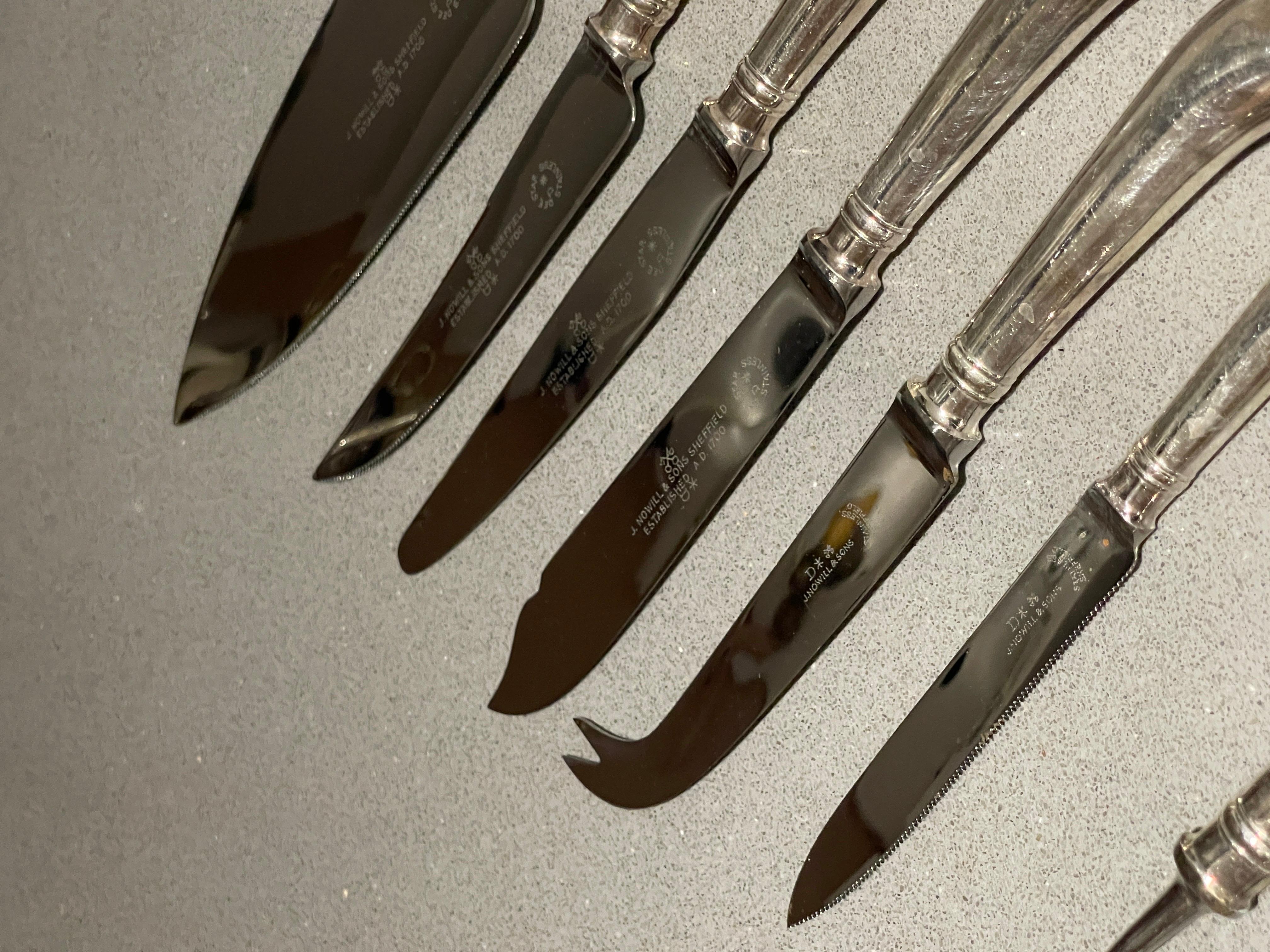 A set of Cutlery 37 Table Knife Fork Stainless Sheffield England 1930s Art Deco For Sale 3