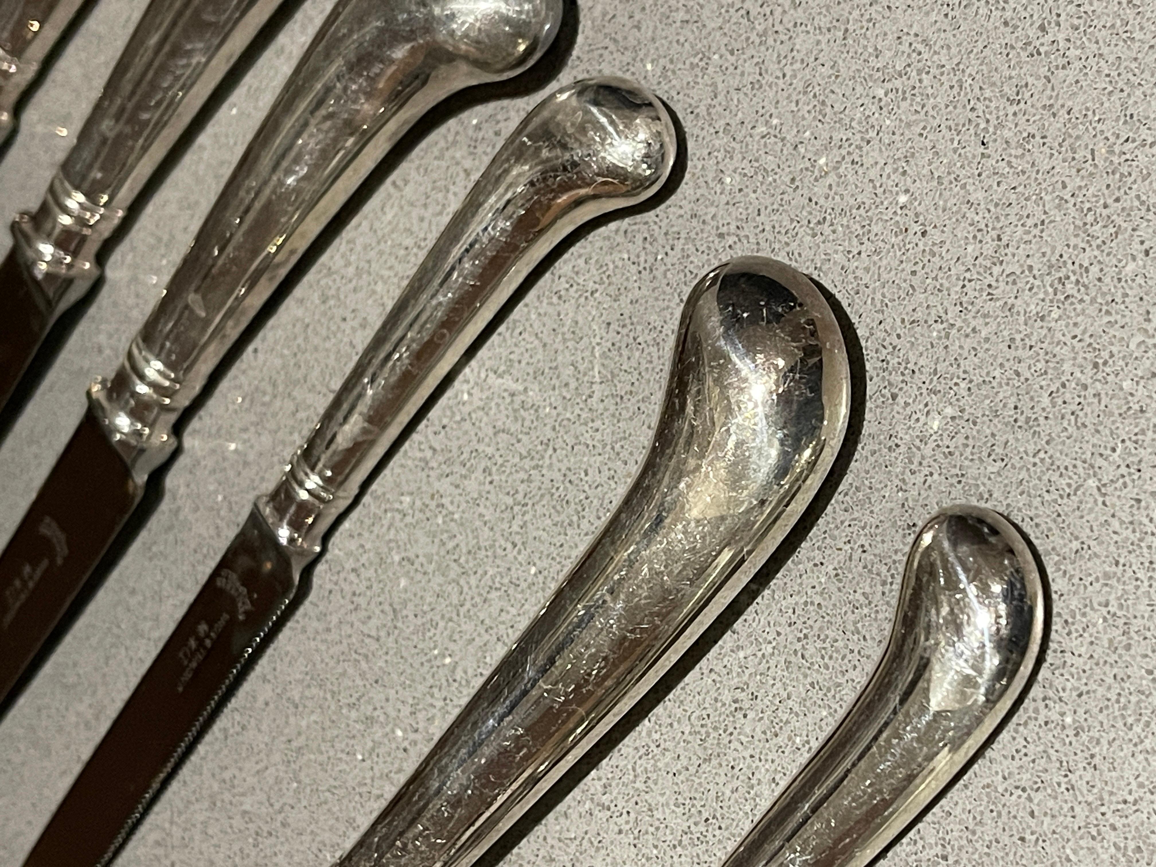 A set of Cutlery 37 Table Knife Fork Stainless Sheffield England 1930s Art Deco For Sale 4