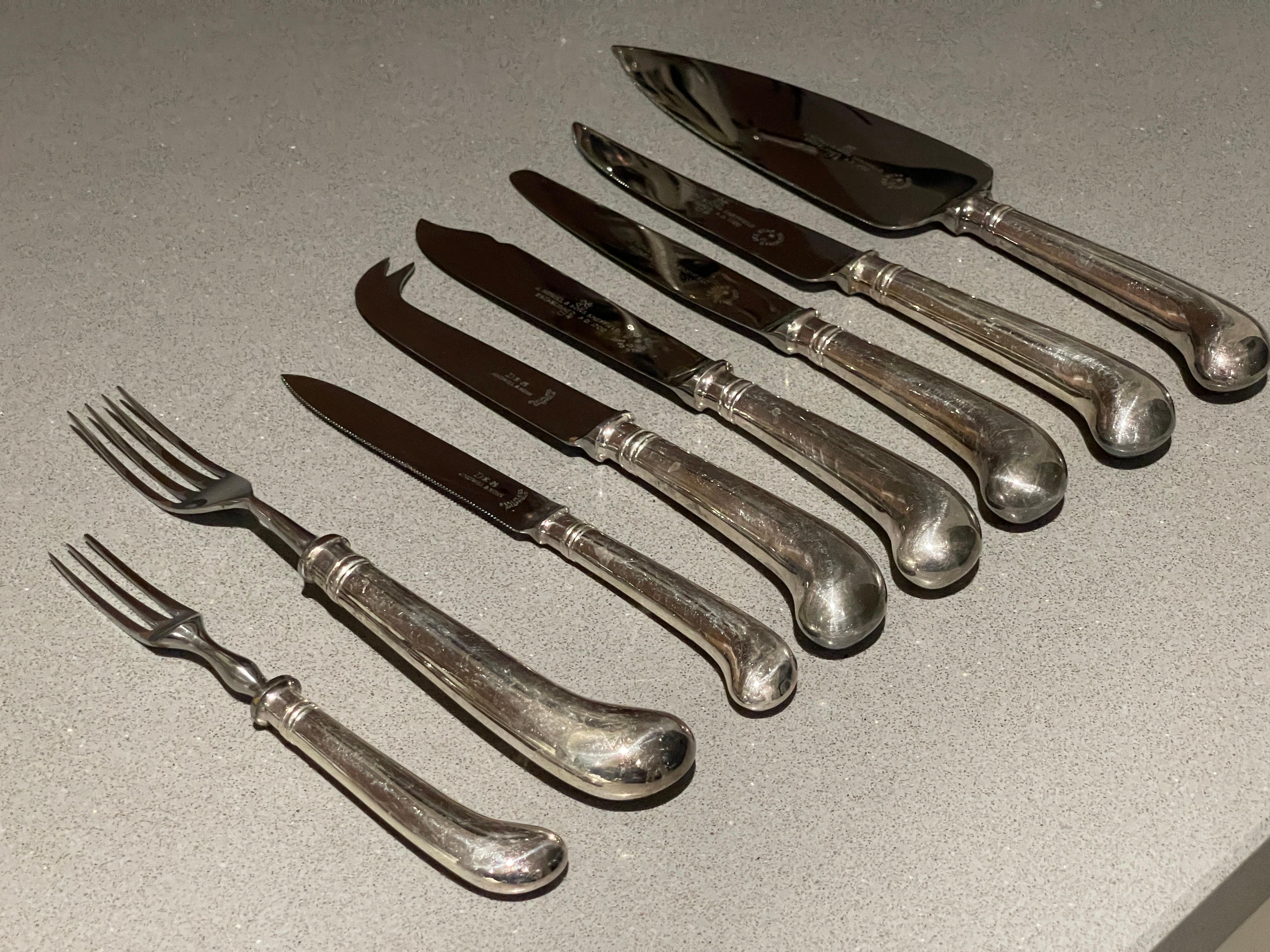 A set of Cutlery 37 Table Knife Fork Stainless Sheffield England 1930s Art Deco For Sale 5