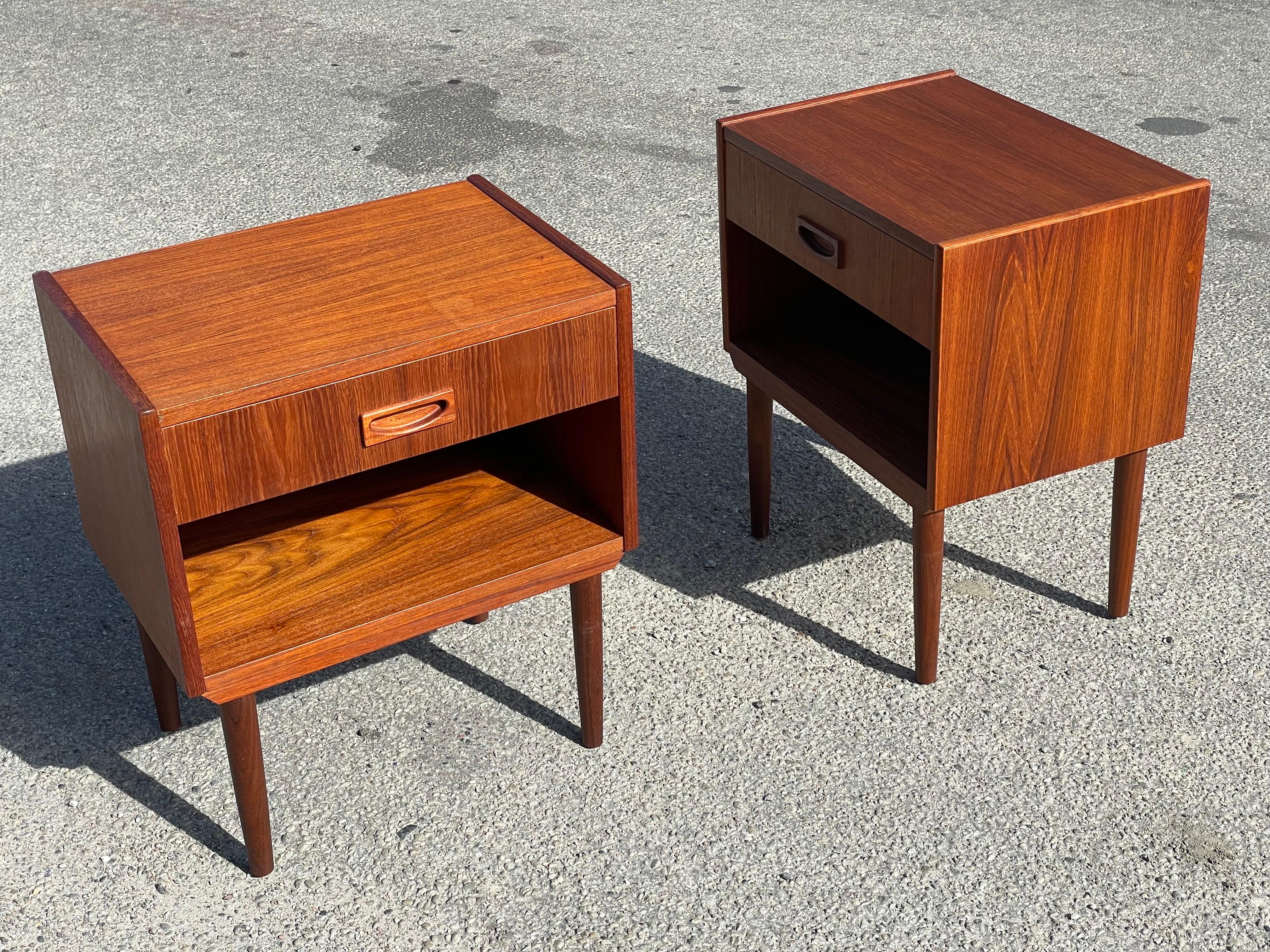 Mid-20th Century Set of Danish Teak Nightstands from the 1960's For Sale