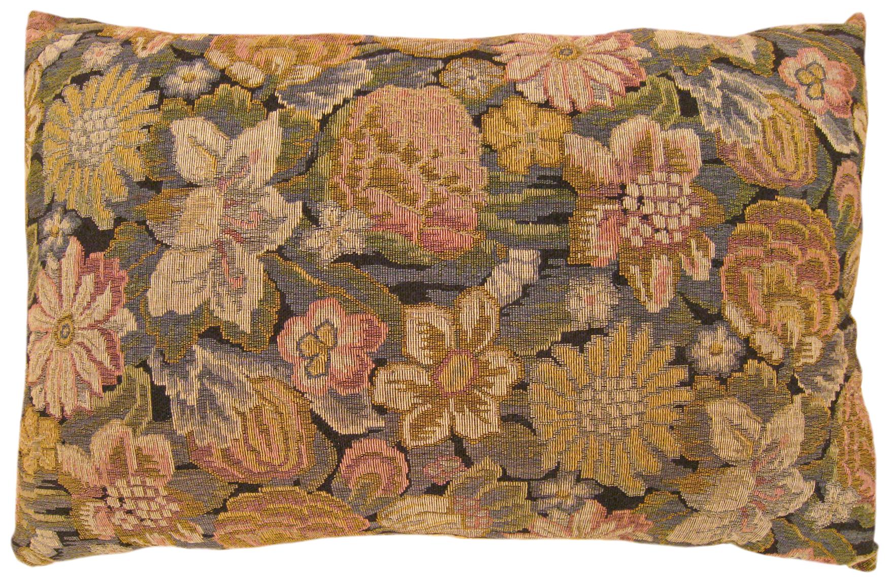 Early 20th Century Set of Decorative Antique Jacquard Tapestry Pillows with Floral Elements For Sale