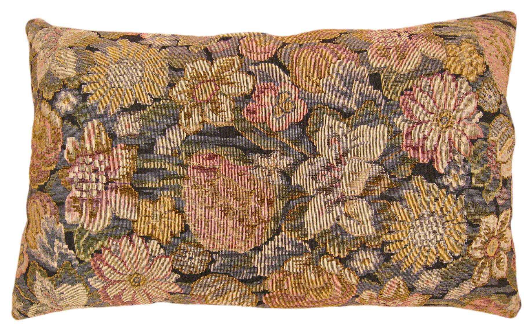 Early 20th Century Set of Decorative Antique Jacquard Tapestry Pillows with Floral Elements For Sale