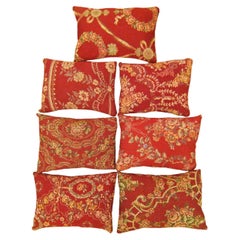 Set of Decorative Antique Jacquard Tapestry Pillows with Floral Elements