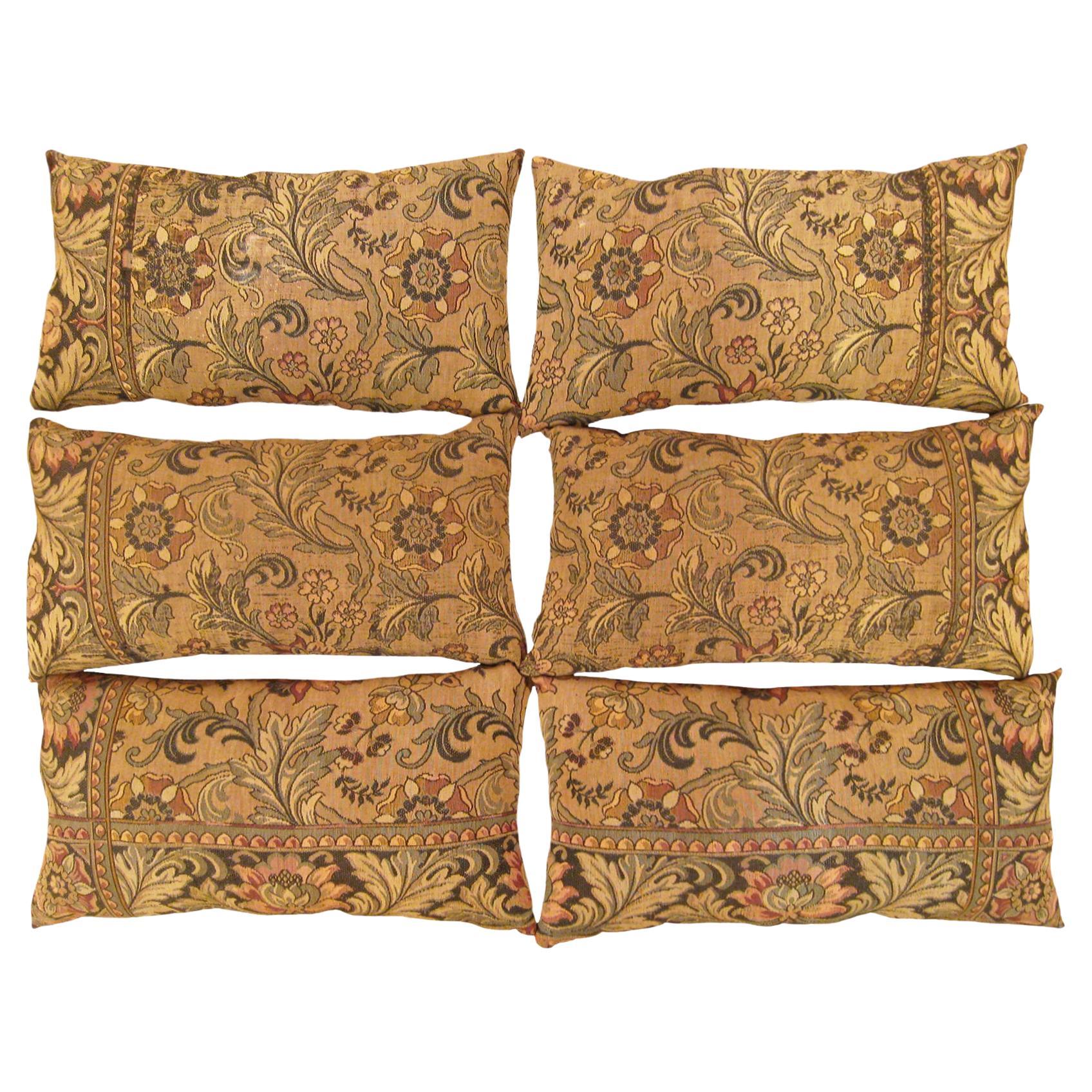 Set of Decorative Antique Jacquard Tapestry Pillows with Floral