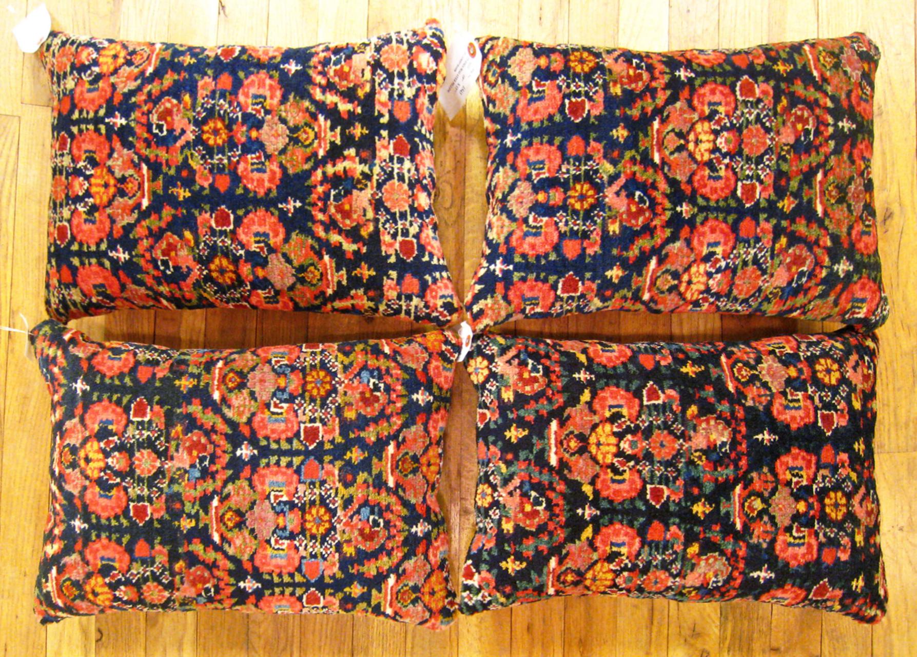 A set of Antique Persian Malayer rug pillows; size 19
