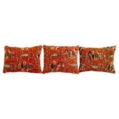 Set of Decorative Antique Persian Malayer Carpet Pillows