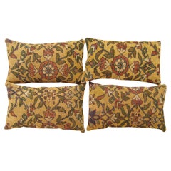 Set of Decorative Antique Persian Sultanabad Carpet Pillows with Floral