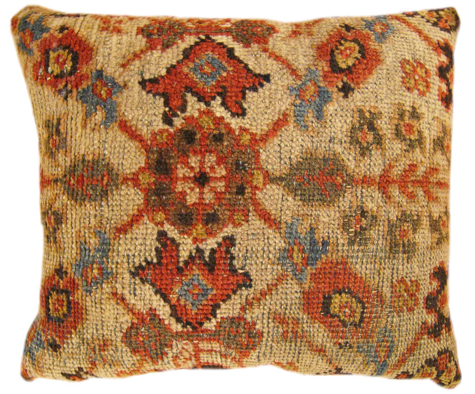 Set of Decorative Antique Persian Sultanabad Pillows with Floral & Geometric For Sale 4