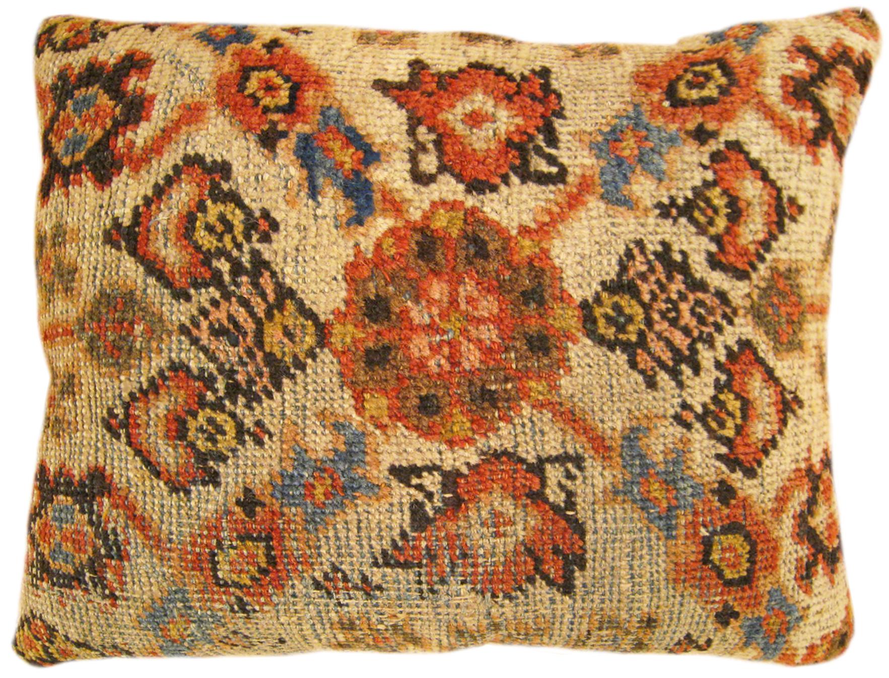 Set of Decorative Antique Persian Sultanabad Pillows with Floral & Geometric For Sale 1
