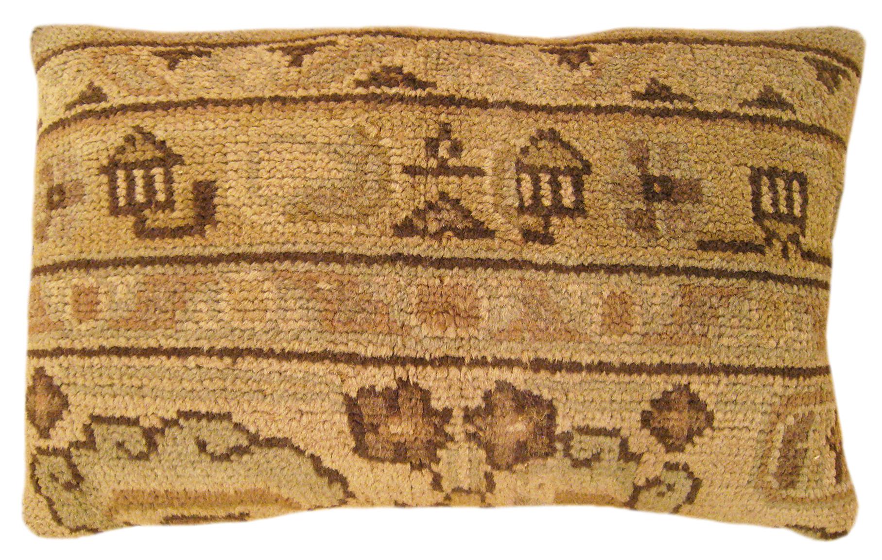 Set of Decorative Antique Spanish Savonnerie Carpet Pillows with Geometric For Sale 3