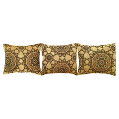 Set of Decorative Vintage American Tapestry Pillows with Circles Design