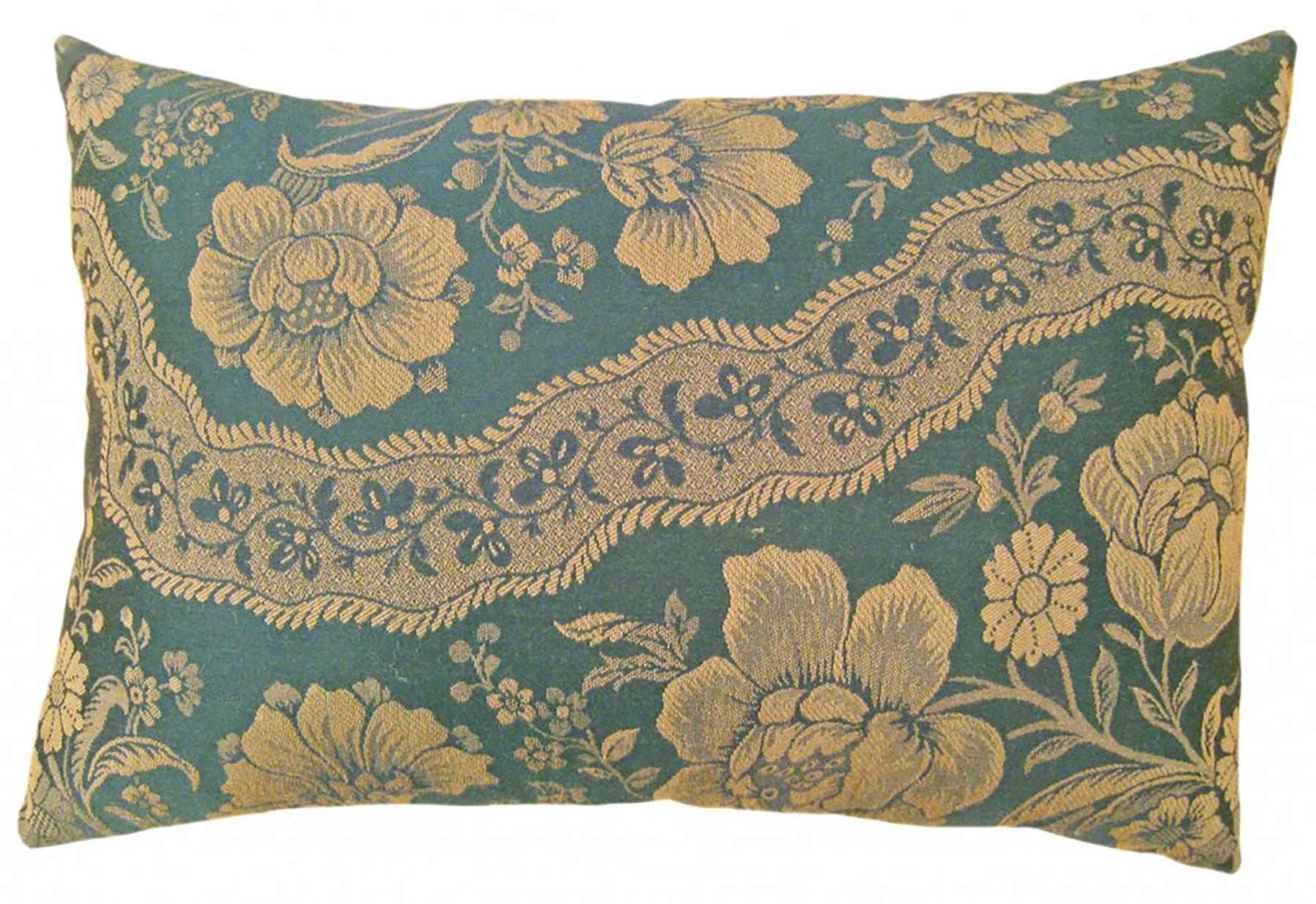 Set of Decorative Vintage European Chinoiserie Fabric Pillows with Floral For Sale 4