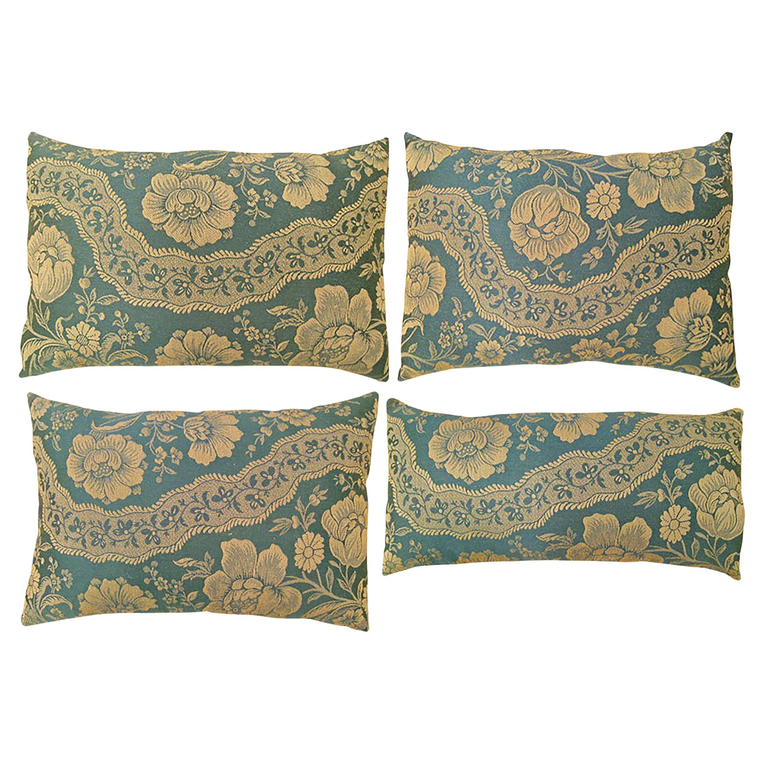 Set of Decorative Vintage European Chinoiserie Fabric Pillows with Floral For Sale