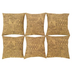 Set of Decorative Retro Floro-Geometric Fabric Pillows