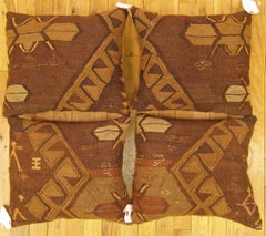 A Set of Decorative Vintage Turkish Kilim Pillows with Geometric Abstracts