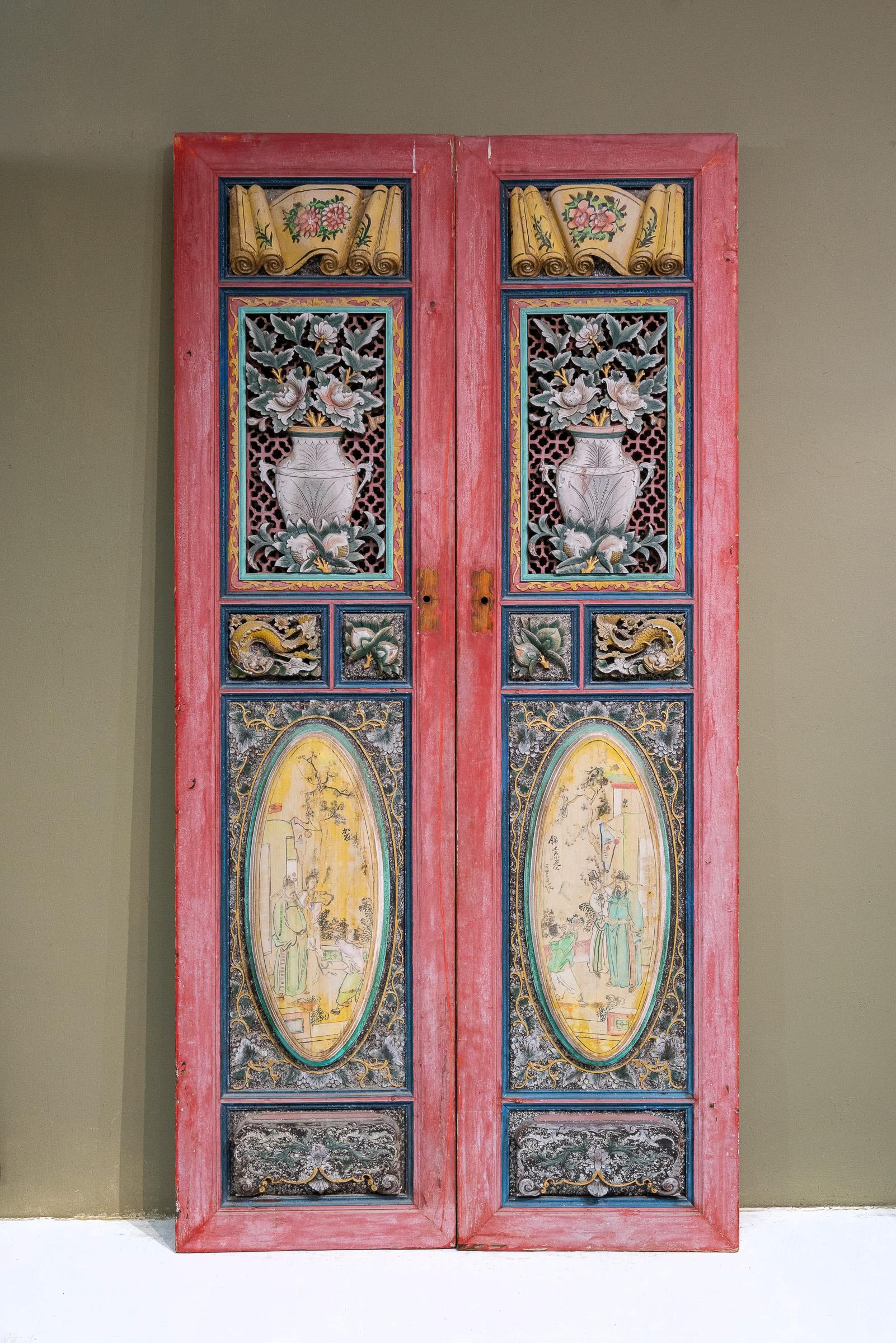 Fir Set of Early 20th Century Chinese Door Panels