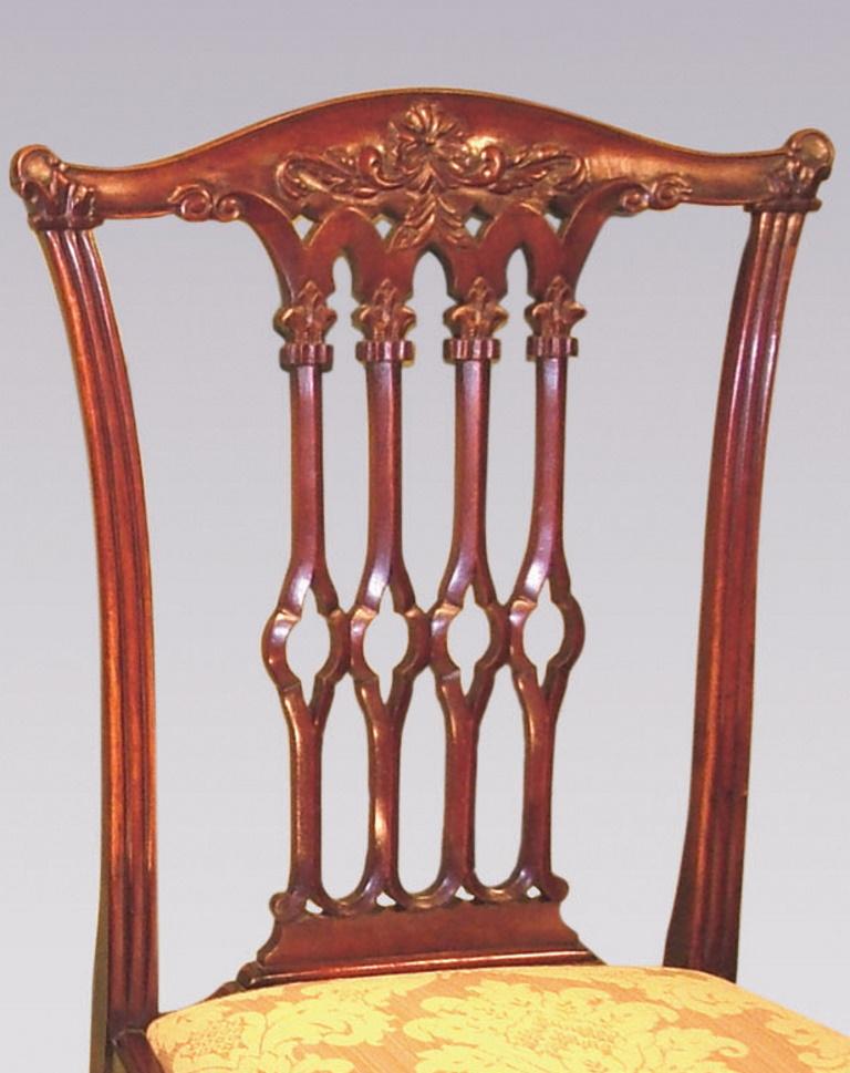 English Set of Eight 19th Century Chippendale Style Mahogany Dining Chairs