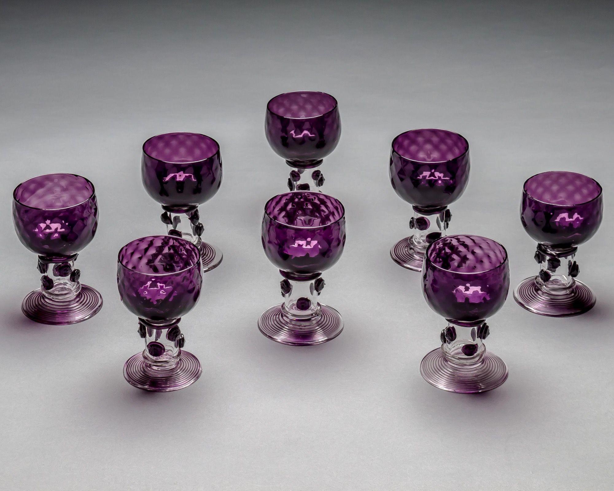 Victorian A Set Of Eight Amethyst Roemers  For Sale
