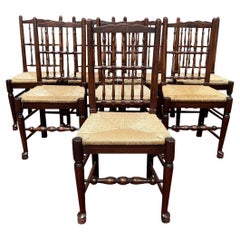 Set of Eight Elm Spindle Back Dining Chairs