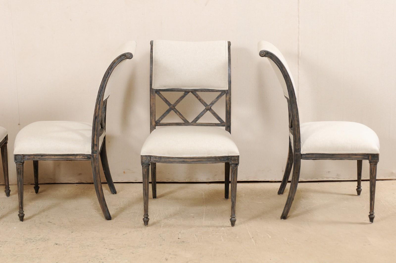 Set of Eight Empire Style Henredon Dining Chairs, Newly Upholstered 3