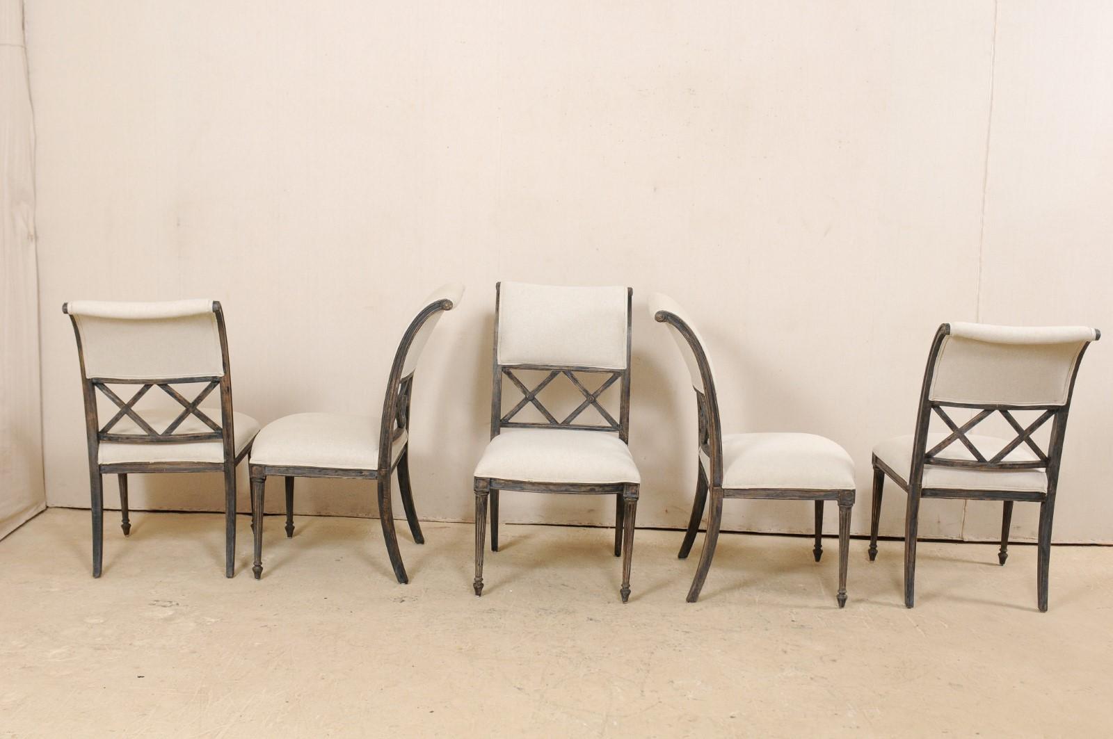 Set of Eight Empire Style Henredon Dining Chairs, Newly Upholstered 4