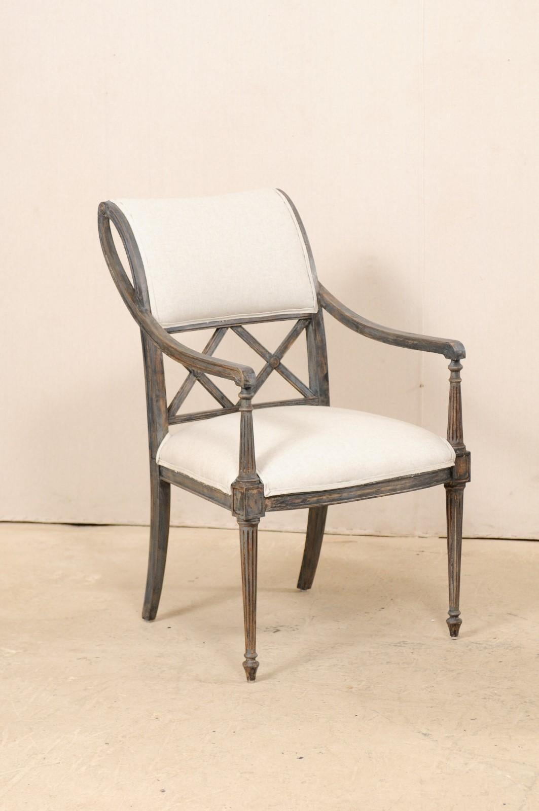 20th Century Set of Eight Empire Style Henredon Dining Chairs, Newly Upholstered