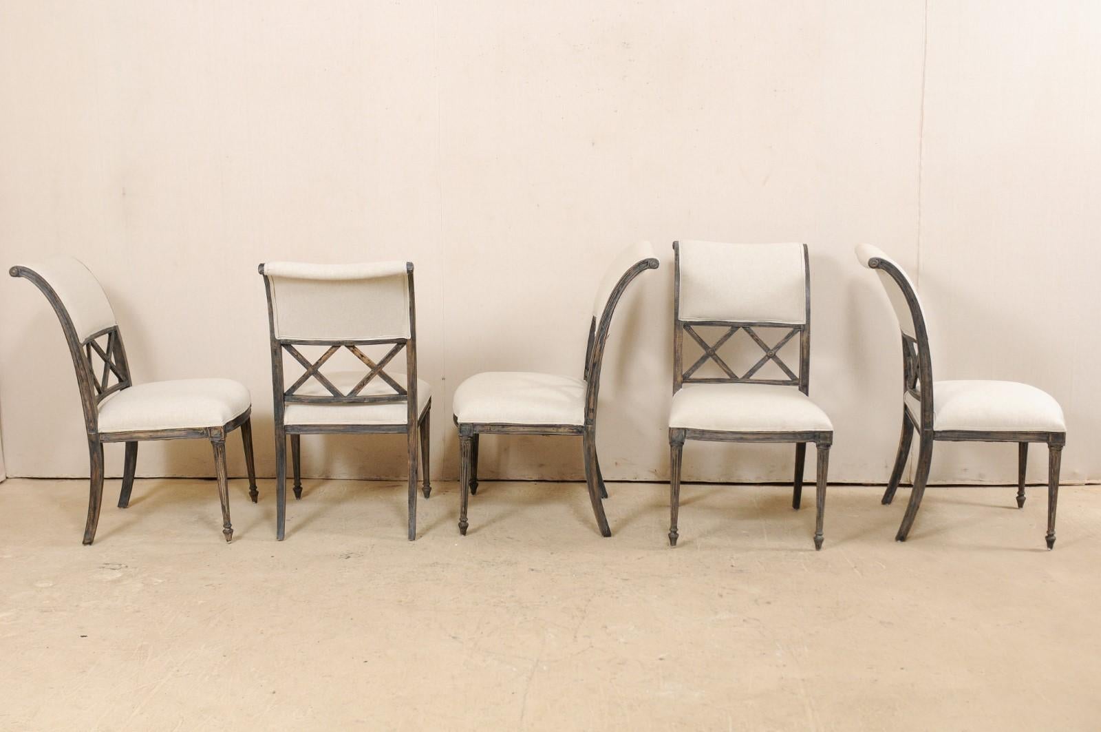 Set of Eight Empire Style Henredon Dining Chairs, Newly Upholstered 2