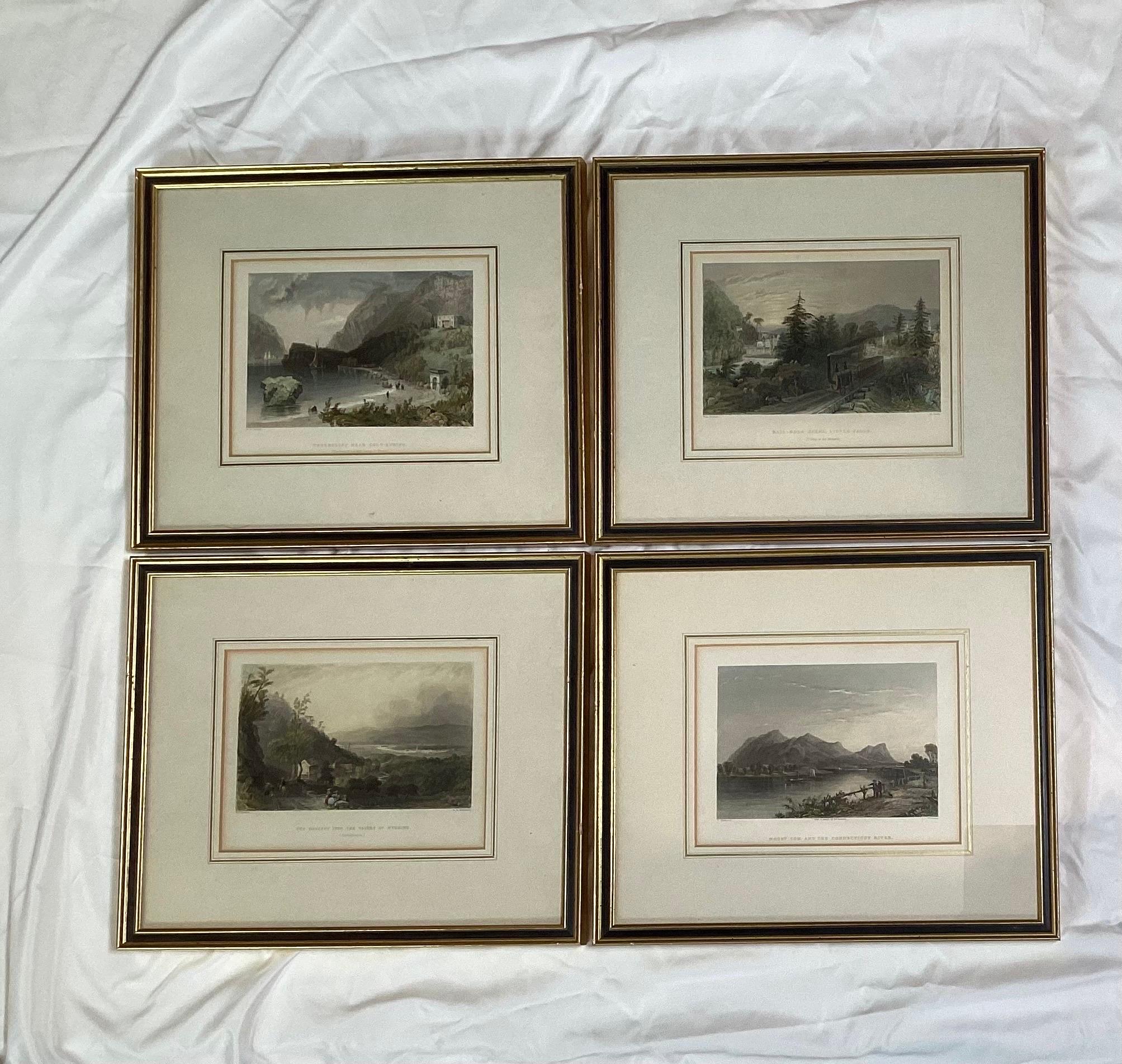 Set of Eight English Hand Colored Steel Plate Prints of American Scenery 1840 In Good Condition In Lambertville, NJ