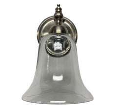 Set of Eight English Single Arm Sconces with Bell Shaped Glass Shades