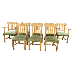 Vintage Set of Eight Golden Oak Kitchen/Dining Chairs