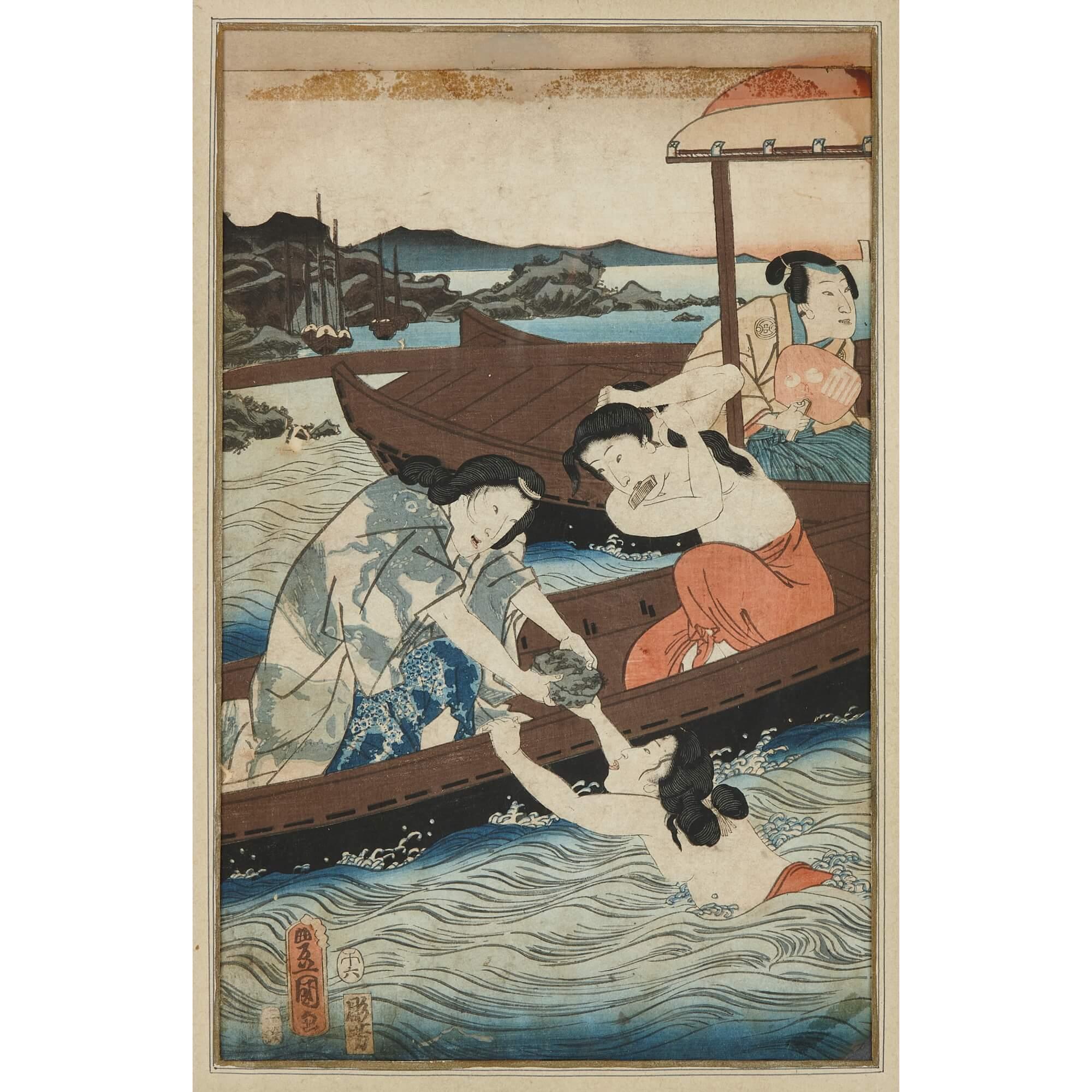 Set of Eight Japanese Meiji Era Woodblock Prints For Sale 3