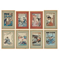 Set of Eight Japanese Meiji Era Woodblock Prints