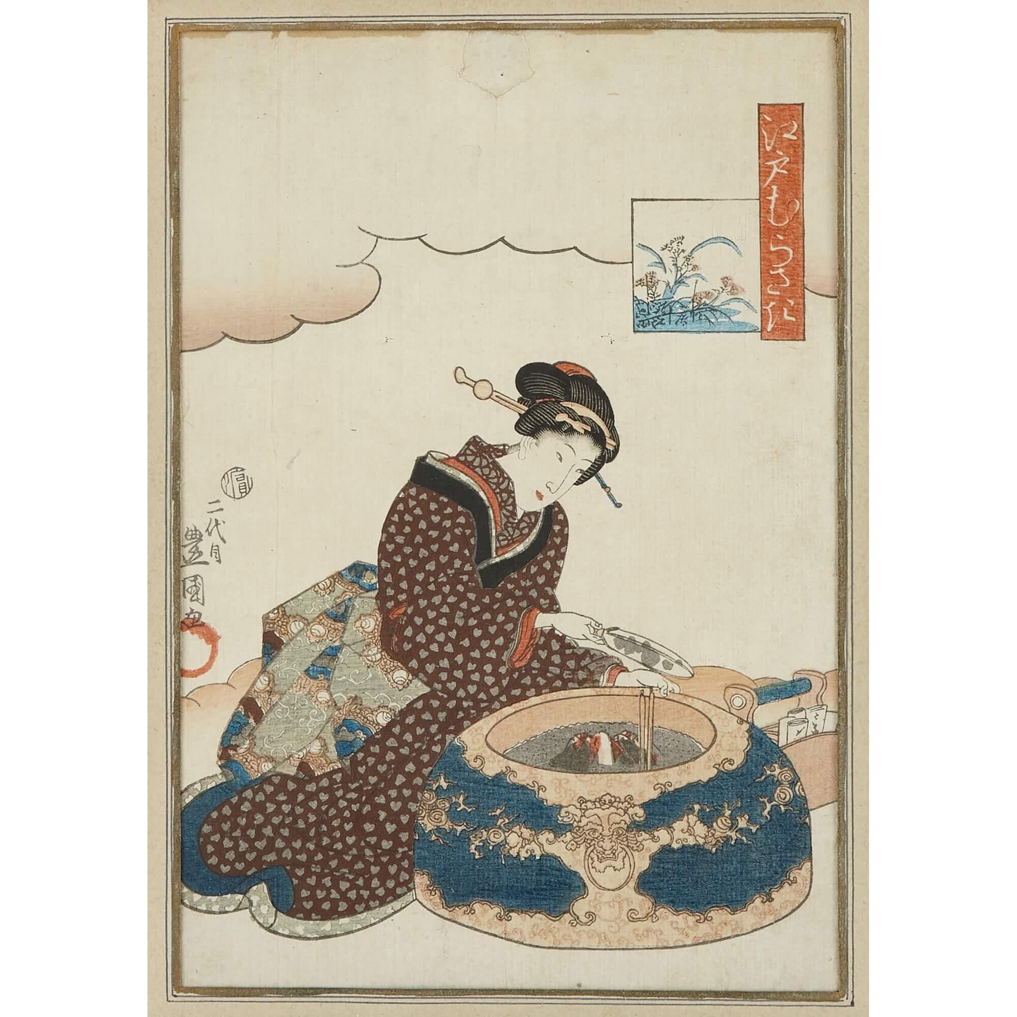 Set of Eight Japanese Meiji Era Woodblock Prints In Good Condition For Sale In London, GB