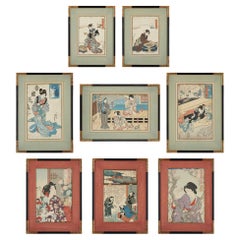 Set of Eight Japanese Meiji Era Woodblock Prints