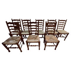 Retro Set of Eight Ladderback Chairs
