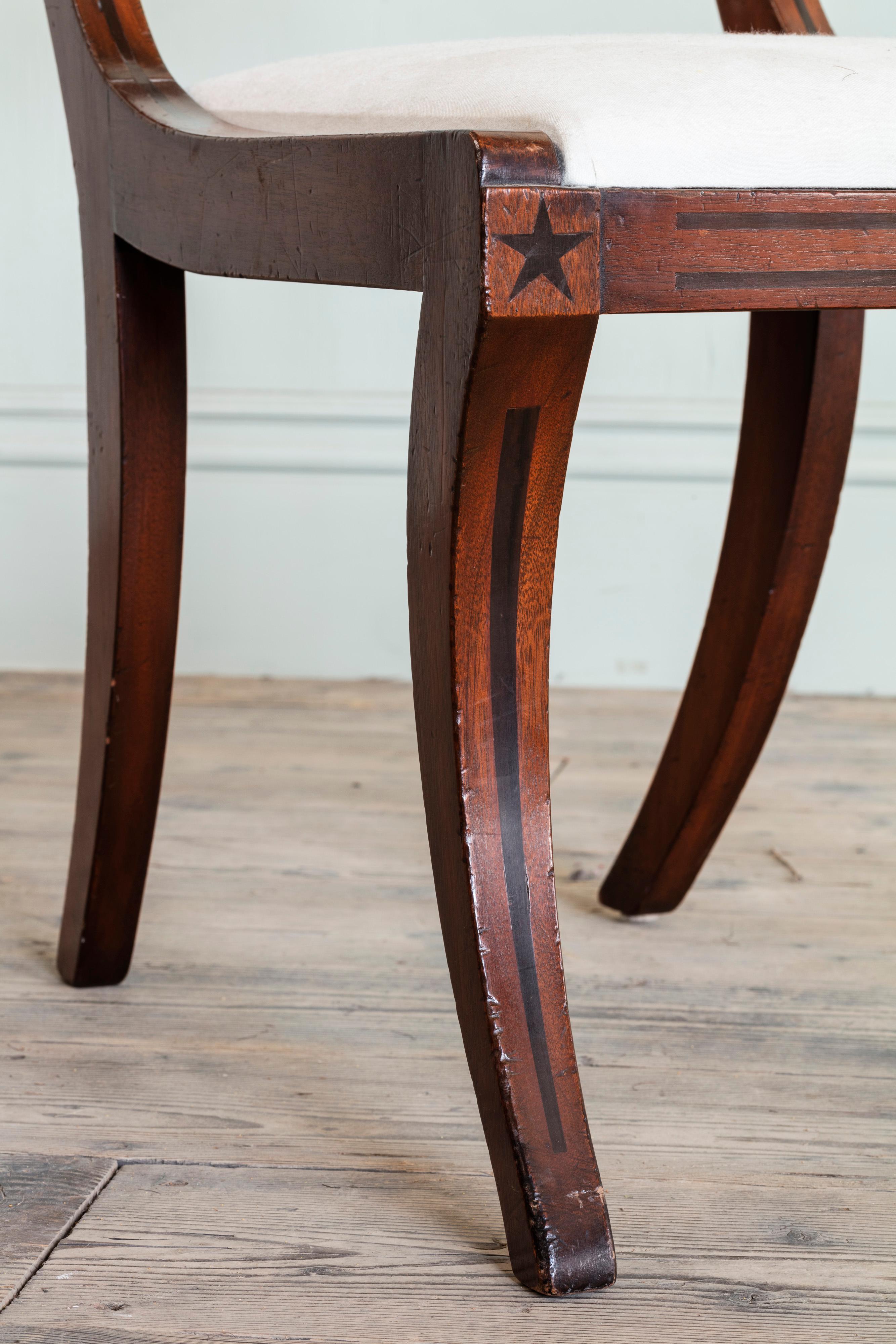 19th Century Set of Eight Regency Mahogany Dining Chairs, Including a Pair of Elbow Chairs For Sale