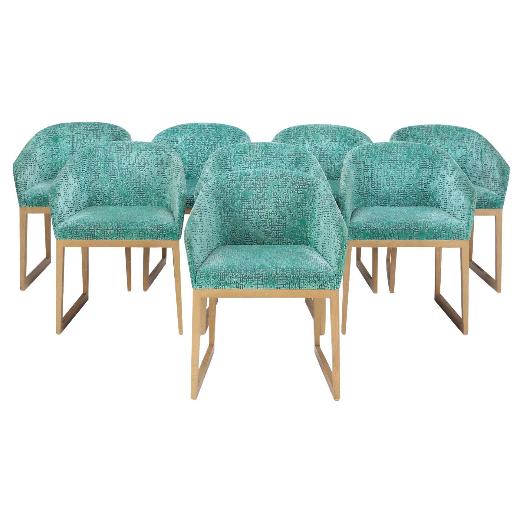 Set of Eight Roche Bobois Barrel Back Dining Chairs, circa 1970