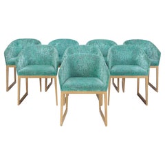 Set of Eight Roche Bobois Barrel Back Dining Chairs, circa 1970