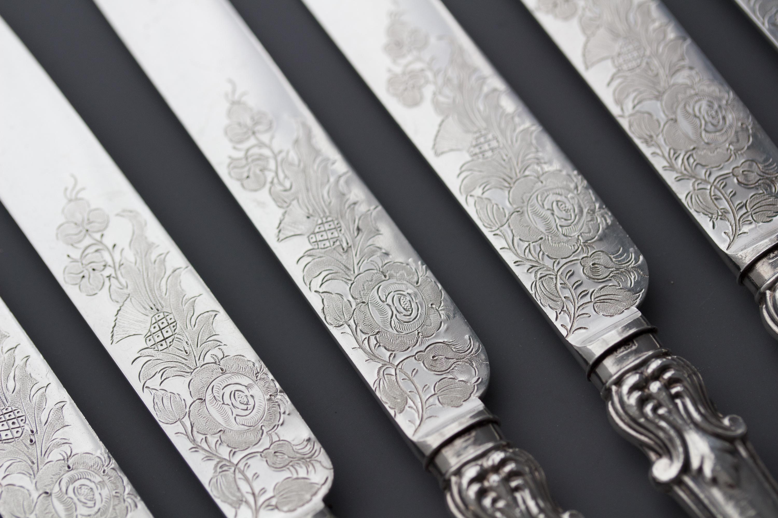 Set of Eight Silver Fruit/Dessert Knives and Forks Sheffield, 1868 9