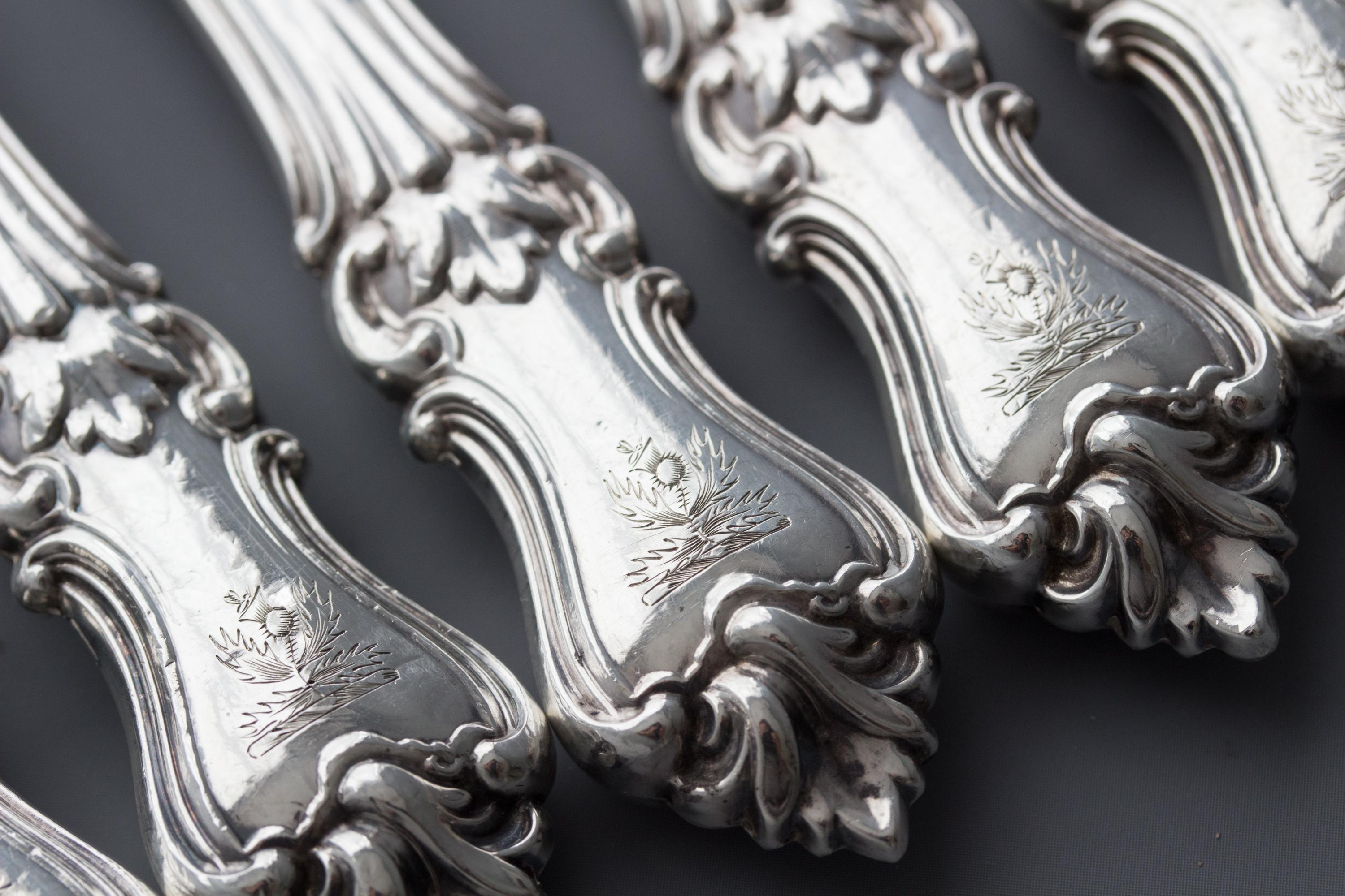 Set of Eight Silver Fruit/Dessert Knives and Forks Sheffield, 1868 12