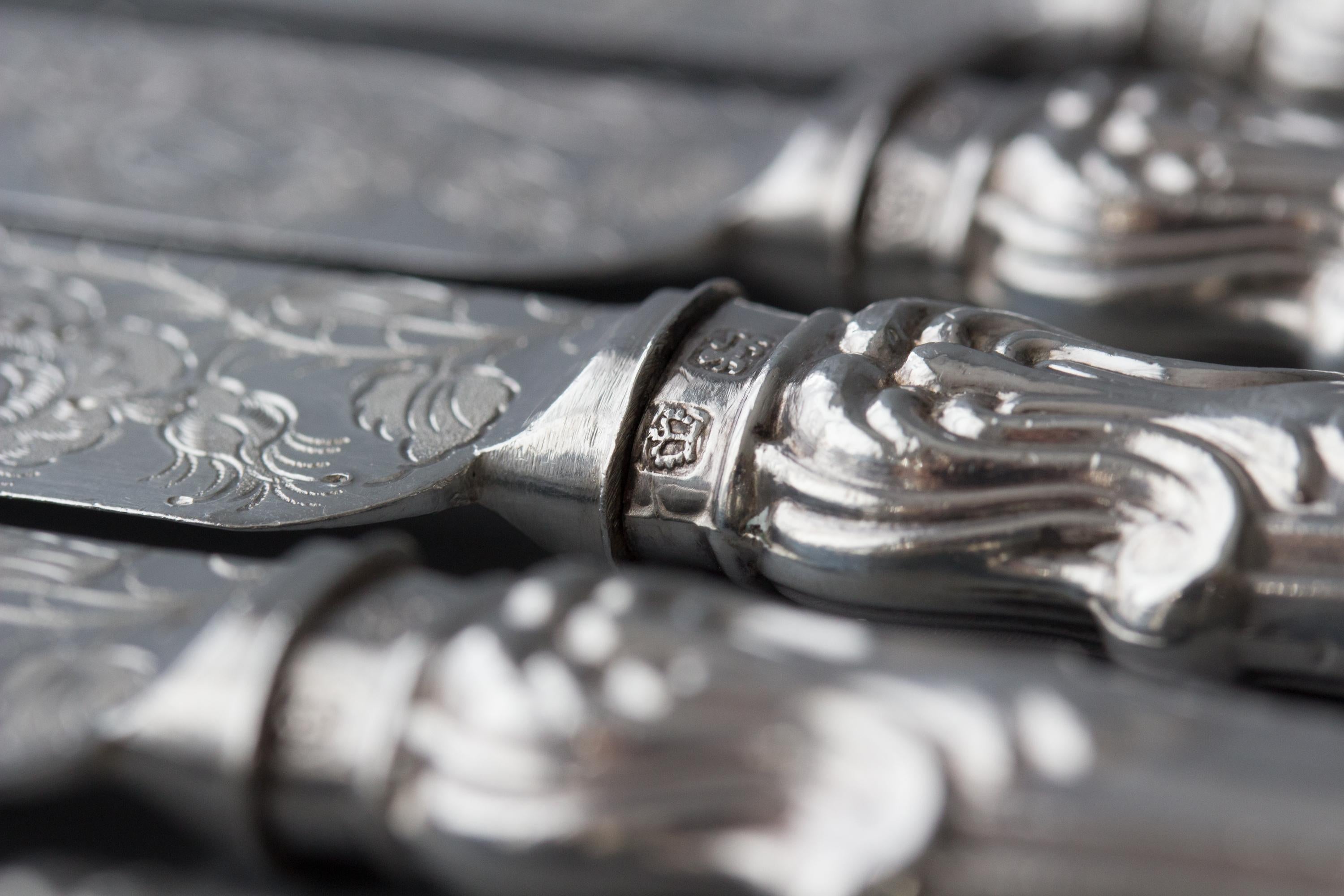 Set of Eight Silver Fruit/Dessert Knives and Forks Sheffield, 1868 13