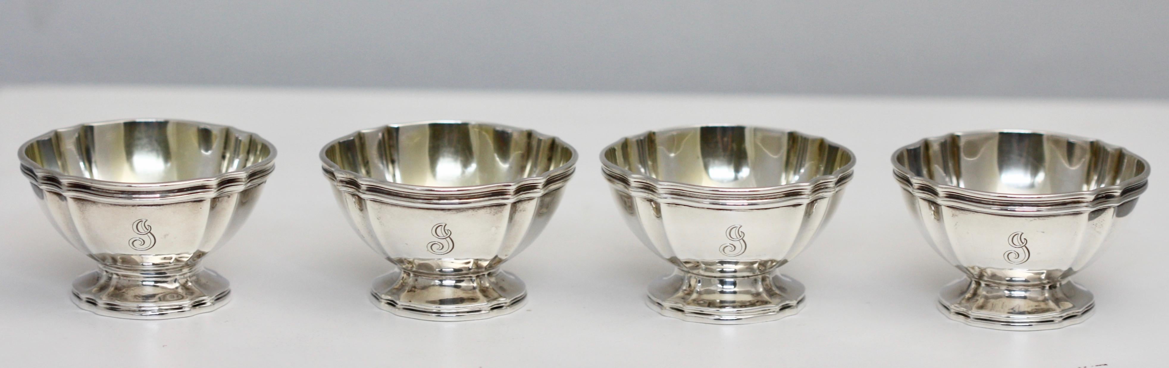 Set of Eight, Tiffany & Co., Sterling Silver Open Salts & Pepper Shakers For Sale 3