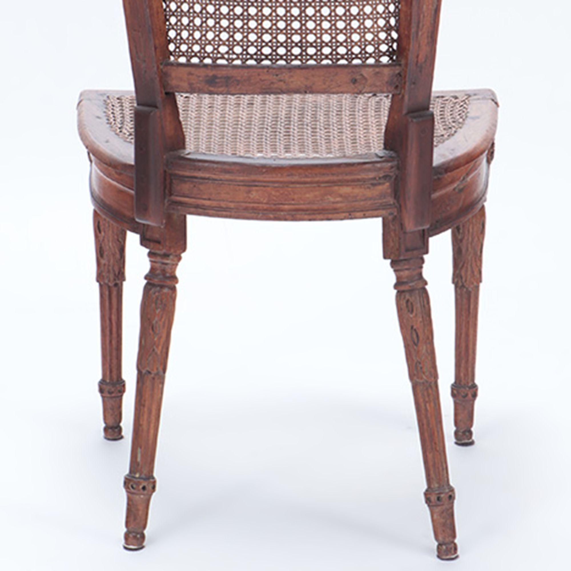 Set of Eight Walnut and Cane Dining Room Chairs, Early 19th Century 4